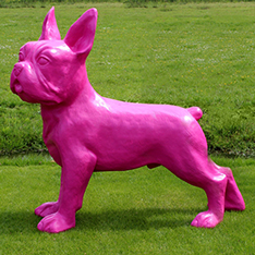 Pink fiberglass bulldog staute for outdoor decoration